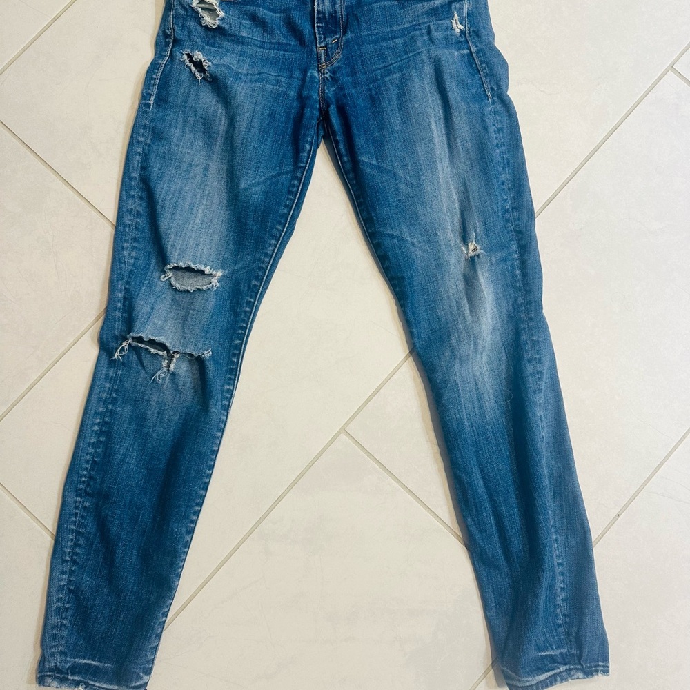 MOTHER Distressed Skinny Jeans in Blue